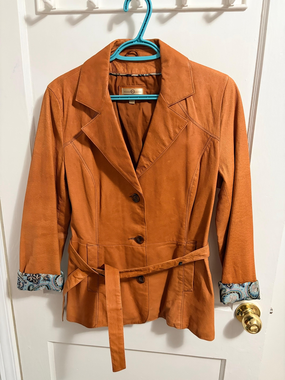 Vintage Wilsons Leather 100% Leather Rust Belted Blazer Jacket